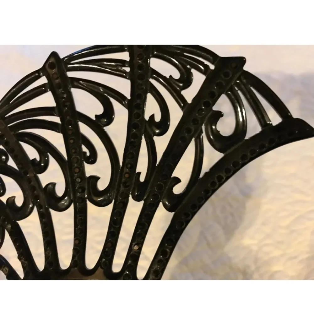 2 Antique black‎ celluloid HAIR COMB rhinestone
